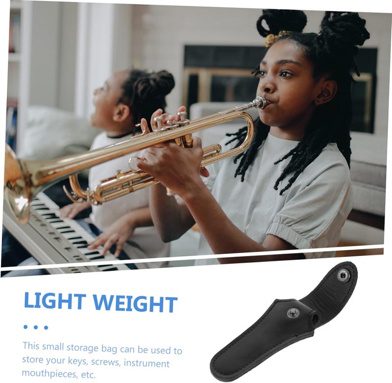 OFFSCH Black Leather Mouthpiece Protector Bag for Trumpet Non-Slip Musical Instrument Storage Pouch Sturdy Horn Cover for Safe Storage - Image 4